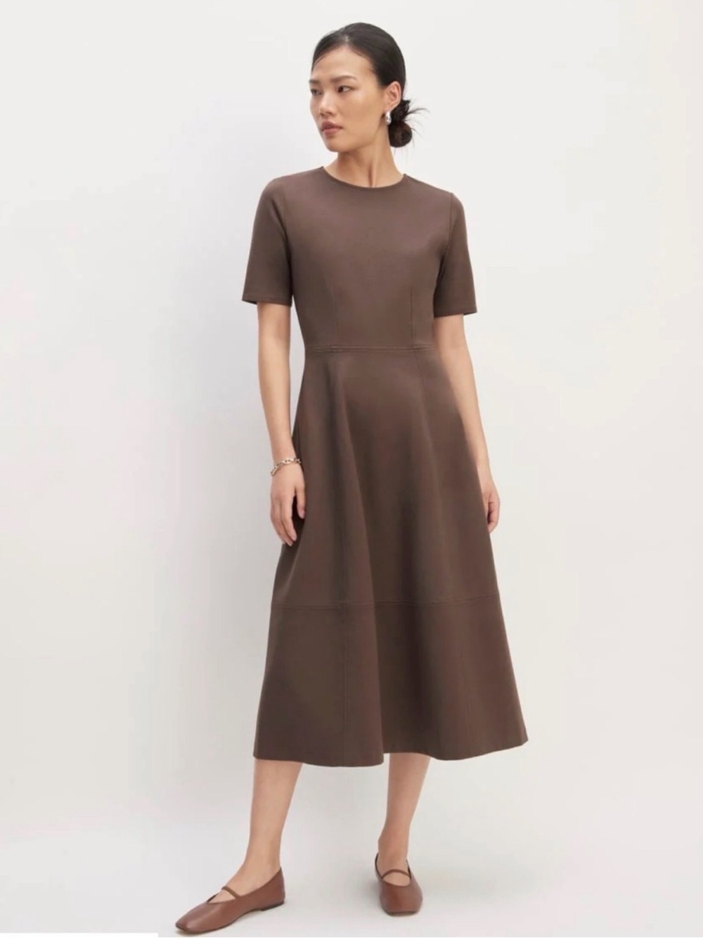 Everlane The Dream Midi Dress Organic Cotton Modal Chocolate Brown S Minimalist